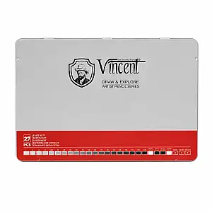 Vincent Draw & Explore Füzenli Eskiz Kalem Seti 27'li Metal Kutu
