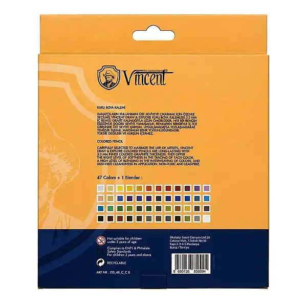 Vincent Draw & Explore Kuru Boya Kalem Seti 48'li Karton Kutu - 2