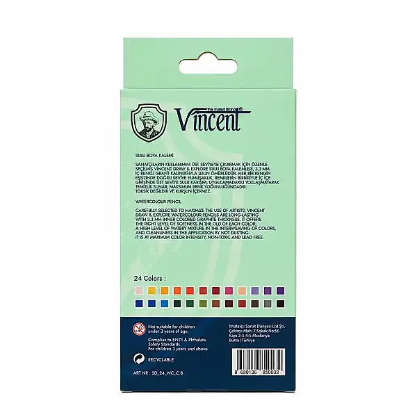 Vincent Draw & Explore Sulu Boya Kalem Seti 24'lü Karton Kutu - 2
