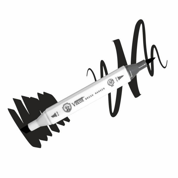 Vincent Graph Master Brush Marker 121 Speci̇al Black - 1