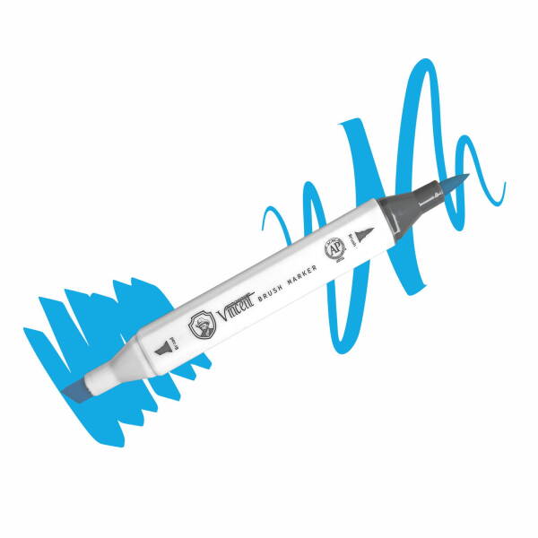 Vincent Graph Master Brush Marker B136 Bri̇lli̇ant Blue - 1