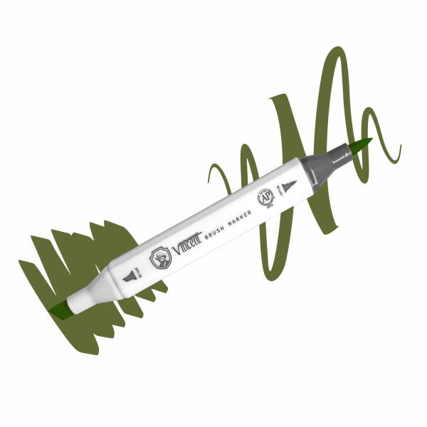 Vincent Graph Master Brush Marker G189 Deep Oli̇ve Green - 1