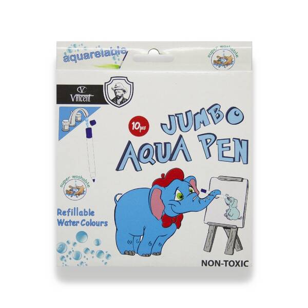 Vincent Keçeli Kalem Jumbo Aqua Pens 10'Lu Set