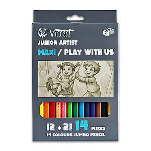 Vincent Maxi Jumbo Kuru Boya Kalem Seti 12'li - Vincent