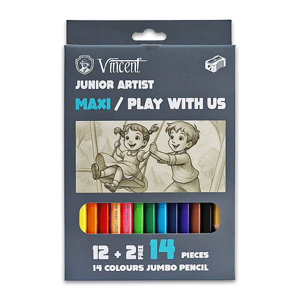 Vincent Maxi Jumbo Kuru Boya Kalem Seti 12'li - 1