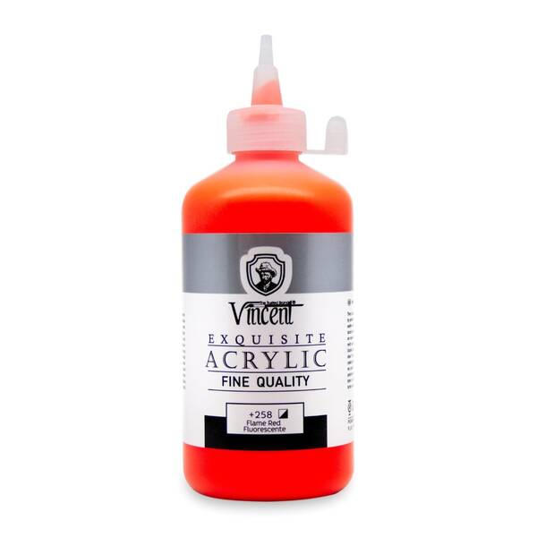 Vincent New Series Akrilik Boya 225 Ml Flame Red Fluorescente (258) - 1