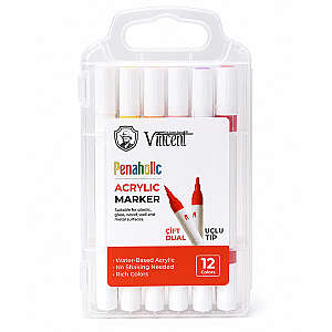 Vincent Penaholic Çift Uçlu Akrilik Marker Set 12'li - Vincent