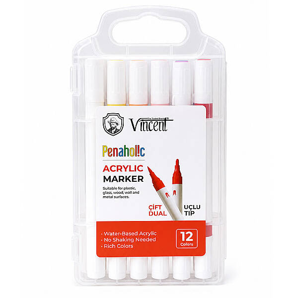 Vincent Penaholic Çift Uçlu Akrilik Marker Set 12'li - 1