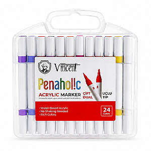 Vincent Penaholic Çift Uçlu Akrilik Marker Set 24'lü - Vincent