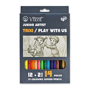 Vincent Trixi Jumbo Kuru Boya Kalem Seti 12'li - Vincent