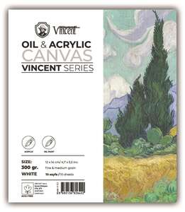Vincent - Vincent Yağlı Ve Akrilik Boya Kanvas Pad 300Gr 12X14 10 Yaprak