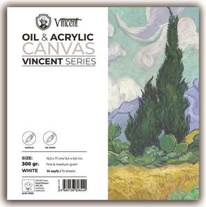 Vincent - Vincent Yağlı Ve Akrilik Boya Kanvas Pad 300Gr 16,5X17 10 Yaprak