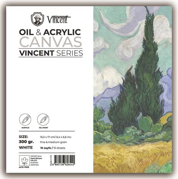 Vincent Yağlı Ve Akrilik Boya Kanvas Pad 300Gr 16,5X17 10 Yaprak