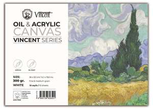 Vincent - Vincent Yağlı Ve Akrilik Boya Kanvas Pad 300Gr 36X50 10 Yaprak