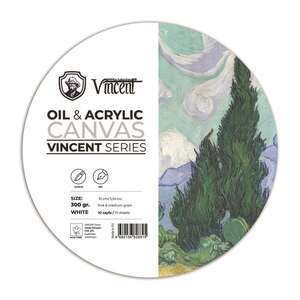 Vincent - Vincent Yağlı Ve Akrilik Boya Kanvas Pad 300Gr Daire 10Cm 10 Yaprak