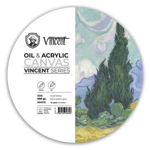 Vincent - Vincent Yağlı Ve Akrilik Boya Kanvas Pad 300Gr Daire 15Cm 10 Yaprak