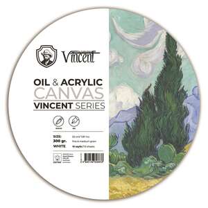Vincent - Vincent Yağlı Ve Akrilik Boya Kanvas Pad 300Gr Daire 20Cm 10 Yaprak