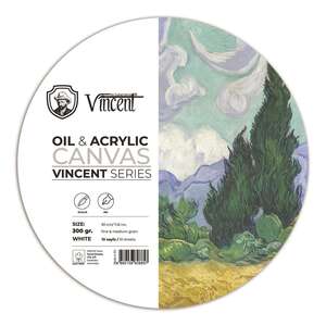 Vincent - Vincent Yağlı Ve Akrilik Boya Kanvas Pad 300Gr Daire 30Cm 10 Yaprak