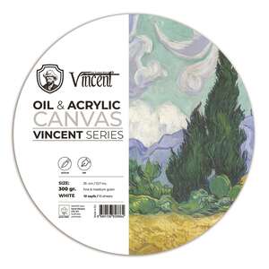 Vincent - Vincent Yağlı Ve Akrilik Boya Kanvas Pad 300Gr Daire 35Cm 10 Yaprak
