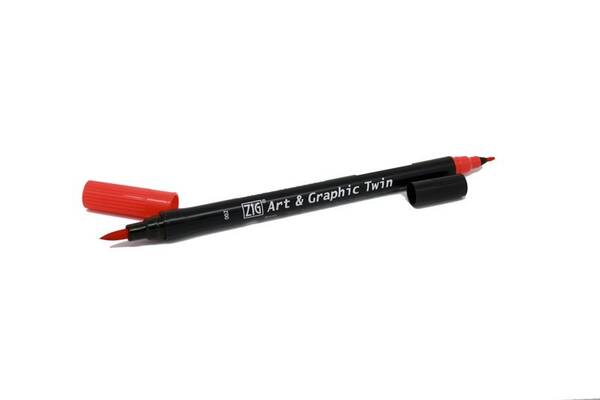 Zig Art&Graphic Twin Fırça Uçlu Marker TUT-80 002 Red