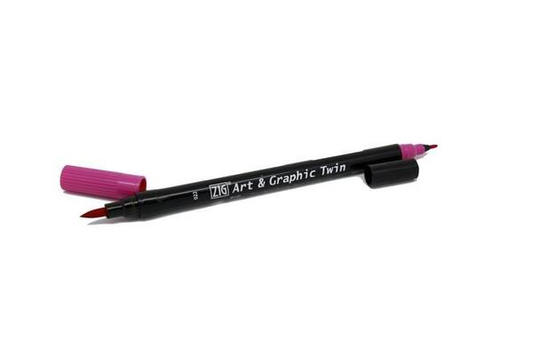 Zig Art&Graphic Twin Fırça Uçlu Marker TUT-80 022 Dark Pink - 2