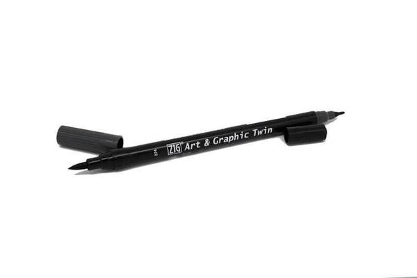 Zig Art&Graphic Twin Fırça Uçlu Marker TUT-80 074 Dark Gray