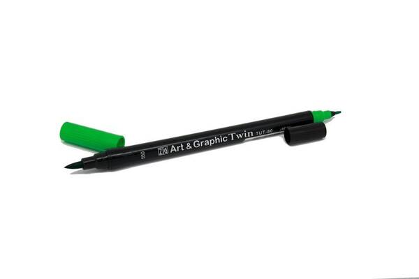 Zig Art&Graphic Twin Fırça Uçlu Marker TUT-80 550 Emerald Green