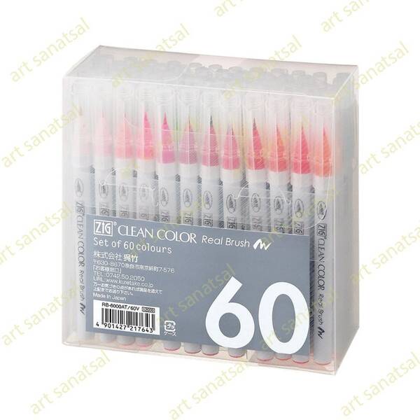 Zig Clean Color Fırça Uçlu Marker Rb-6000AT 60'lı Set