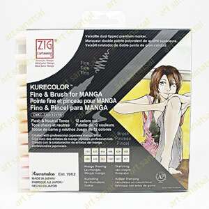 Zig - Zig Kurecolor Fine&Brush Manga Fırça Uçlu Marker CNKC-2200 12Li