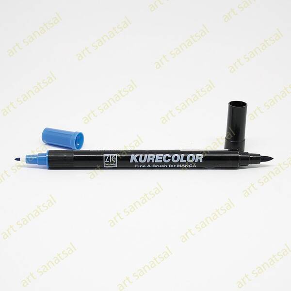 Zig Kurecolor Fine&Brush Manga Fırça Uçlu Marker CNKC-2200 Dull Blue - 1