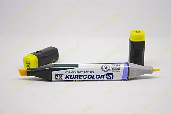 Zig Kurecolor Twin Alkol Bazlı Marker KC-3000 104 Mid Yellow - 1