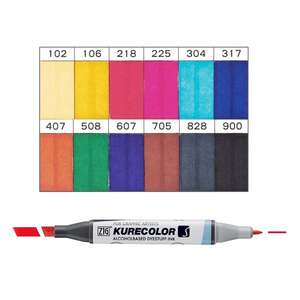 Zig Kurecolor Twin Alkol Bazlı Marker KC-3000/12B 1 Basic Colors - 1