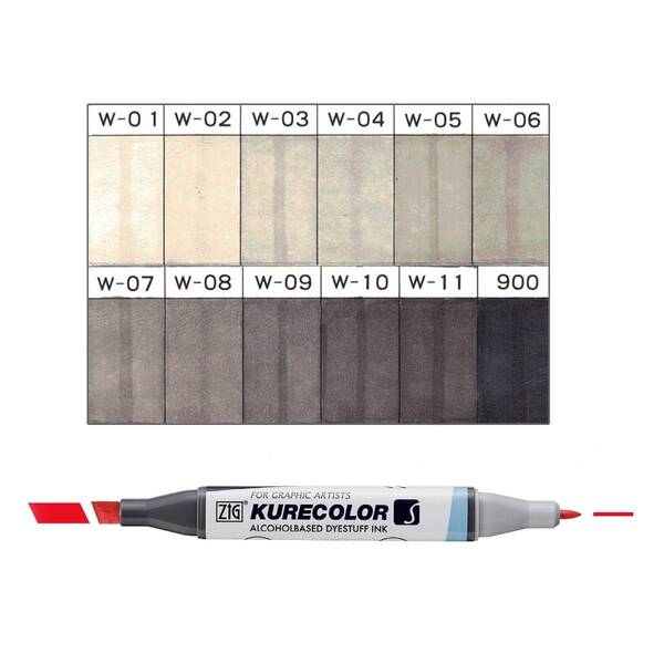 Zig Kurecolor Twin Alkol Bazlı Marker KC-3000/12B 9 Warm Gray Color - 1