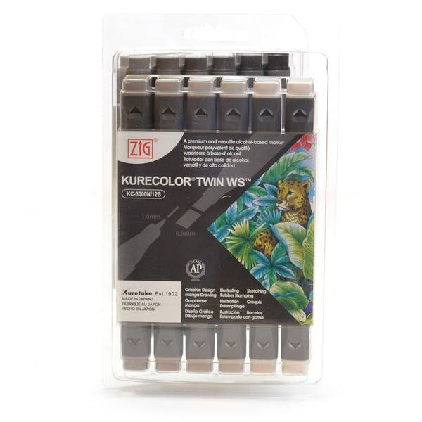 Zig Kurecolor Twin Alkol Bazlı Marker KC-3000/12B 9 Warm Gray Color - 3